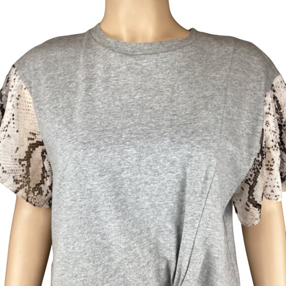 Current Air Anthropologie Top Size Small Basille Print Sleeve Grey Twist‎ Front - Picture 6 of 10